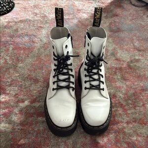Dr. Martens Jadon White Leather Platform Boots